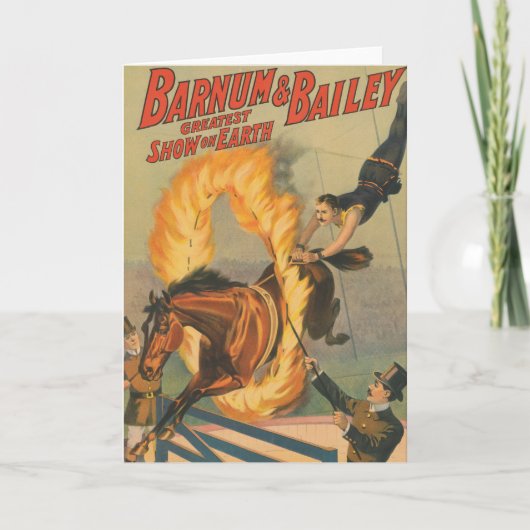 Zirkuspferd, das durch einen Flammenhaufen springe Karte (Vorderseite)