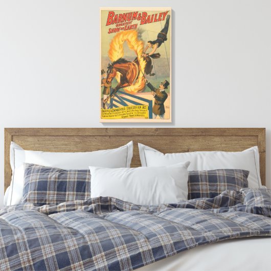 Zirkuspferd, das durch einen Flammenhaufen springe Leinwanddruck (Insitu (Schlafzimmer))