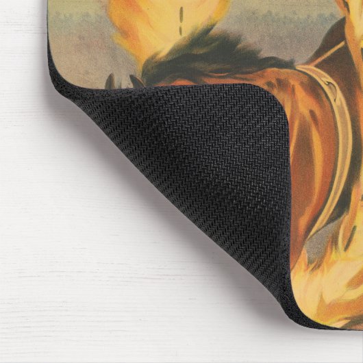 Zirkuspferd, das durch einen Flammenhaufen springe Mousepad (Ecke)