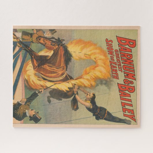 Zirkuspferd, das durch einen Flammenhaufen springe Puzzle (Horizontal)