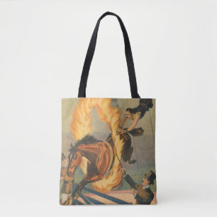 Zirkuspferd, das durch einen Flammenhaufen springe Tasche