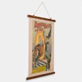 Zirkuspferd, das durch einen Flammenhaufen springe Wandteppich Mit Holzrahmen (Gewinkelt)