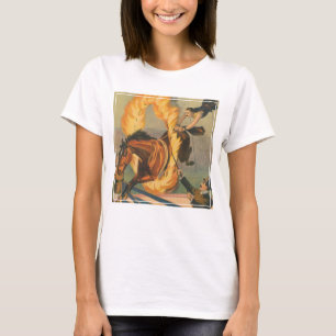 Zirkuspferd springt durch einen Flammenreifen T-Shirt