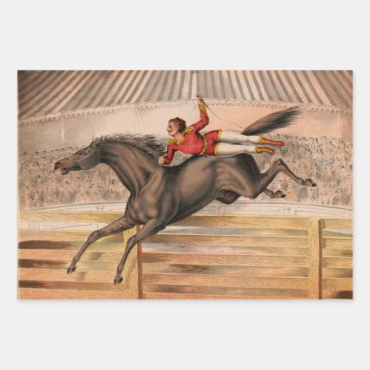 Zirkuspferd und Draufgänger fliegen über einen Zau Geschenkpapier Set (Vorderseite 2)