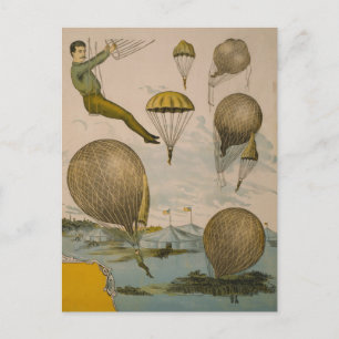 Zirkusplakat einer Luftballonvorstellung Postkarte
