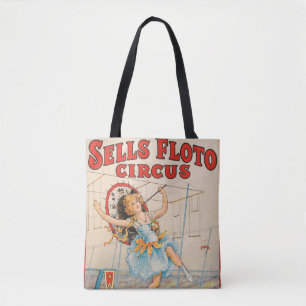 Zirkusplakat eines Seiltänzers mit einem Sonnensch Tasche