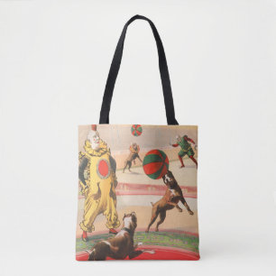 Zirkusplakat mit Clowns und dressierten Hunden Tasche
