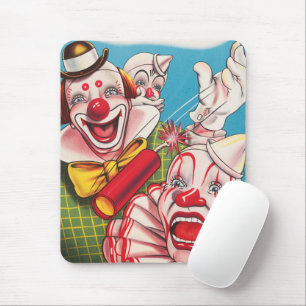 Zirkusplakat mit Clowns und Feuerwerkskörper Mousepad