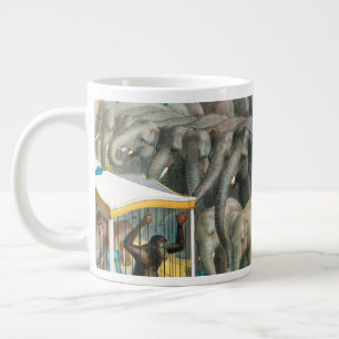 Zirkusplakat mit Elefanten und Tieren in Käfigen Jumbo-Tasse