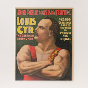 Zirkusplakat mit Louis Cyr und gekreuzten Armen Puzzle
