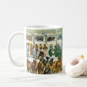 Zirkusplakat mit Menschen verschiedener Nationalit Kaffeetasse