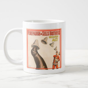 Zirkusplakat mit Seelöwe, der Hüte fängt Jumbo-Tasse