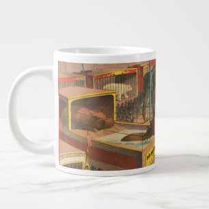 Zirkusplakat mit Tieren in einem Zelt Jumbo-Tasse