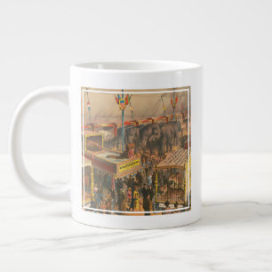 Zirkusplakat mit Tieren in einem Zelt Jumbo-Tasse
