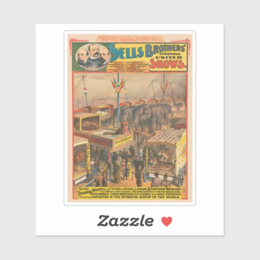 Zirkusposter, ausgestellt in einem Zelt Aufkleber (Blatt)