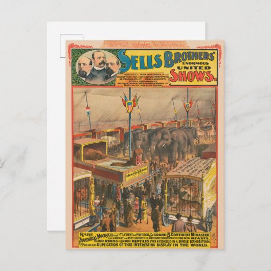 Zirkusposter, ausgestellt in einem Zelt Postkarte (Vorne/Hinten)