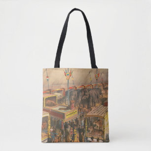 Zirkusposter, ausgestellt in einem Zelt Tasche