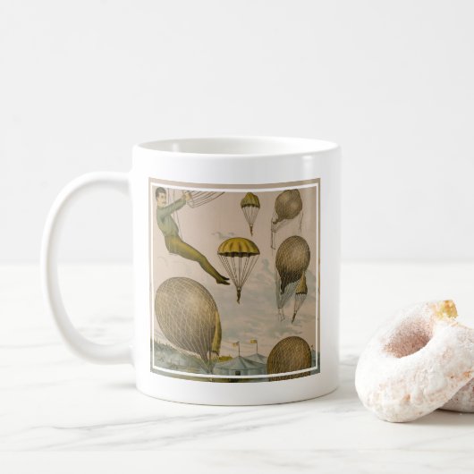 Zirkusposter einer Luftballondarstellung Kaffeetasse (Mit Donut)