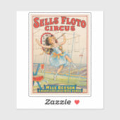 Zirkusposter eines Seilwanderers mit Sonnenschirm Aufkleber (Blatt)