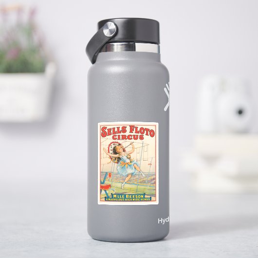 Zirkusposter eines Seilwanderers mit Sonnenschirm Aufkleber (HydroFlask)