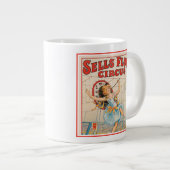 Zirkusposter eines Seilwanderers mit Sonnenschirm Jumbo-Tasse (Vorderseite Rechts)
