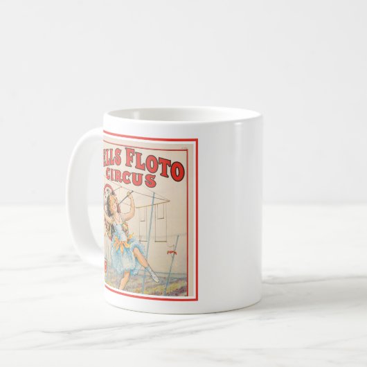 Zirkusposter eines Seilwanderers mit Sonnenschirm Kaffeetasse (Vorderseite Links)