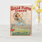 Zirkusposter eines Seilwanderers mit Sonnenschirm Karte (Gelbe Blume)