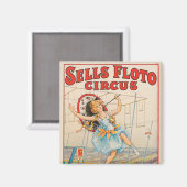 Zirkusposter eines Seilwanderers mit Sonnenschirm Magnet (Vorderseite/Rückseite)