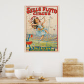 Zirkusposter eines Seilwanderers mit Sonnenschirm Poster (Küche)