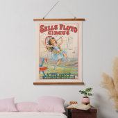 Zirkusposter eines Seilwanderers mit Sonnenschirm Wandteppich Mit Holzrahmen (Schlafzimmer)