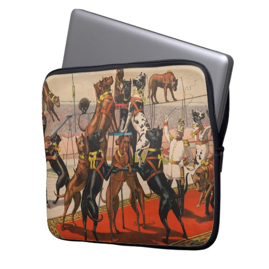 Zirkusposter großer Dänen mit Trainer Laptopschutzhülle (Vorderseite Links)