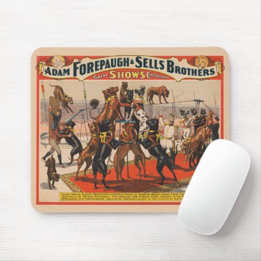 Zirkusposter großer Dänen mit Trainer Mousepad (Mit Mouse)