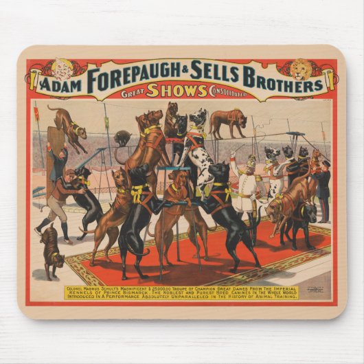 Zirkusposter großer Dänen mit Trainer Mousepad (Vorne)