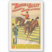 Zirkusposter mit 2 Ponys, die über ein Hindernis s Aufkleber (Vorderseite)