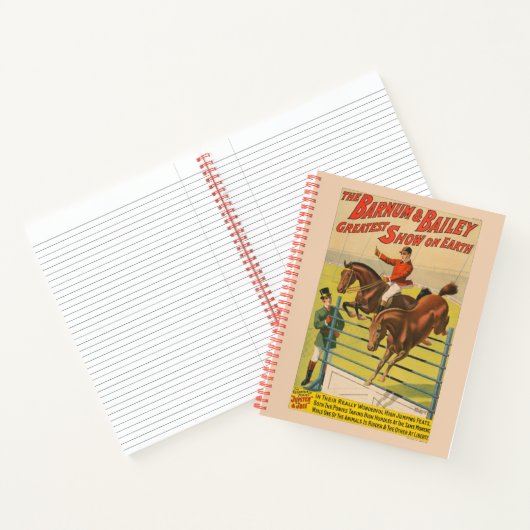 Zirkusposter mit 2 Ponys, die über ein Hindernis s Notizblock (Innenseite)