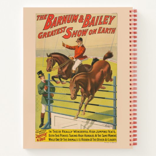Zirkusposter mit 2 Ponys, die über ein Hindernis s Notizblock (Rückseite)