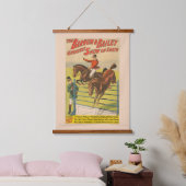 Zirkusposter mit 2 Ponys, die über ein Hindernis s Wandteppich Mit Holzrahmen (Schlafzimmer)