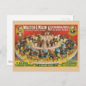 Zirkusposter mit 63 Darstellenden Pferden in einem Postkarte (Vorne/Hinten)