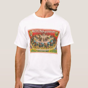 Zirkusposter mit 63 Darstellenden Pferden in einem T-Shirt