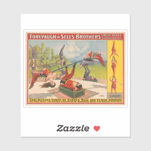 Zirkusposter mit Acrobatic Acts, Circa 1899. Aufkleber (Blatt)