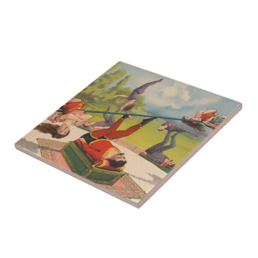 Zirkusposter mit Acrobatic Acts, Circa 1899. Fliese (Seite)