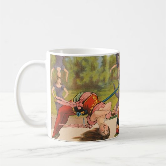 Zirkusposter mit Acrobatic Acts, Circa 1899. Kaffeetasse (Links)