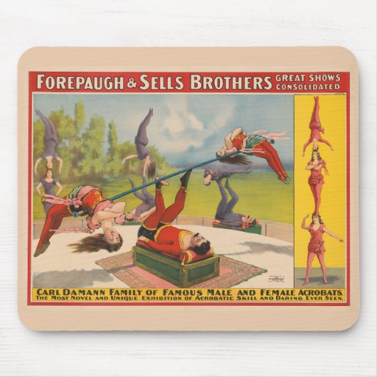 Zirkusposter mit Acrobatic Acts, Circa 1899. Mousepad (Vorne)