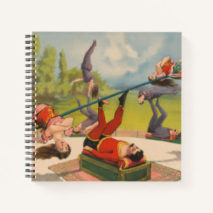 Zirkusposter mit Acrobatic Acts, Circa 1899. Notizblock