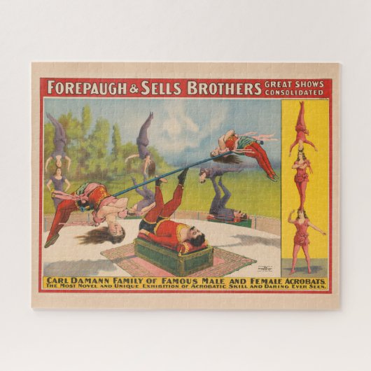 Zirkusposter mit Acrobatic Acts, Circa 1899. Puzzle (Horizontal)