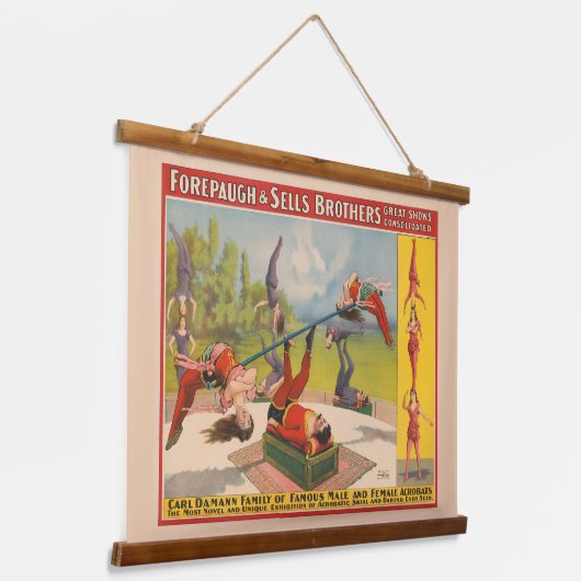 Zirkusposter mit Acrobatic Acts, Circa 1899. Wandteppich Mit Holzrahmen (Gewinkelt)