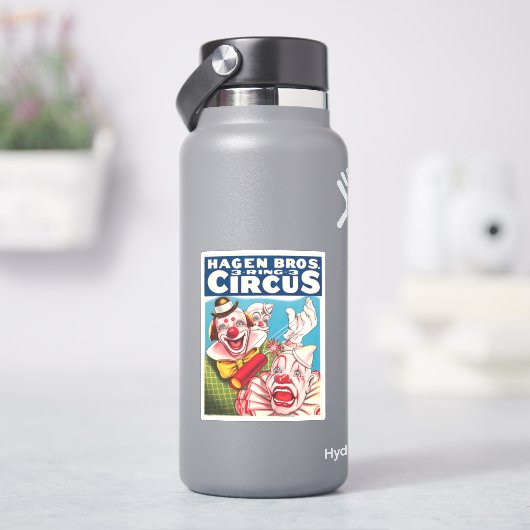 Zirkusposter mit Clown-Gesichtern und Feuerriss Aufkleber (HydroFlask)