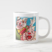Zirkusposter mit Clown-Gesichtern und Feuerriss Jumbo-Tasse (Rechts)