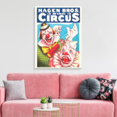 Zirkusposter mit Clown-Gesichtern und Feuerriss Leinwanddruck (Insitu (Wohnzimmer))