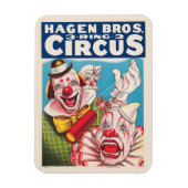 Zirkusposter mit Clown-Gesichtern und Feuerriss Magnet (Vertikal)